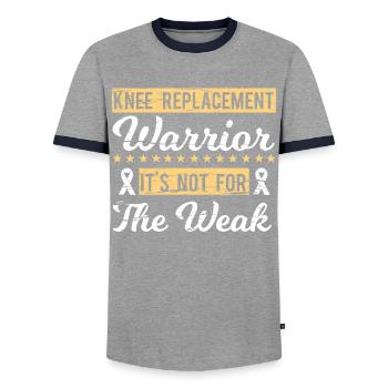 Knee Replacement: Strength & Resistance - Men's Ringer Shirt - grey/navy  - Front - AI Model Female 172 light (172cm) & AI Model Male 178 light (178cm)