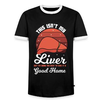 Giving my liver a good home. - Men's Ringer Shirt - black/white - Front - AI Model Female 172 light (172cm) & AI Model Male 178 light (178cm)