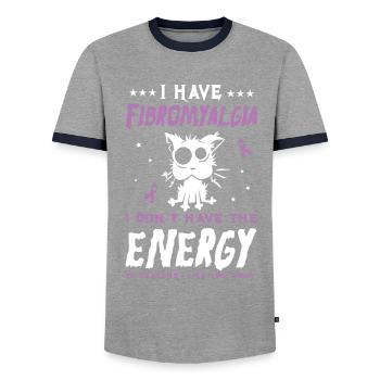 La fibromyalgie et le plaisir des amoureux des chats - T-shirt contrasté Homme - gris/marine  - Devant - AI Model Female 172 light (172cm) & AI Model Male 178 light (178cm)