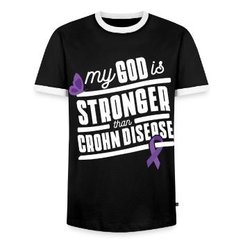 Glaube stärker als Morbus Crohn - Männer Kontrast-T-Shirt - Schwarz/Weiß - Vorne - AI Model Female 172 light (172cm) & AI Model Male 178 light (178cm)