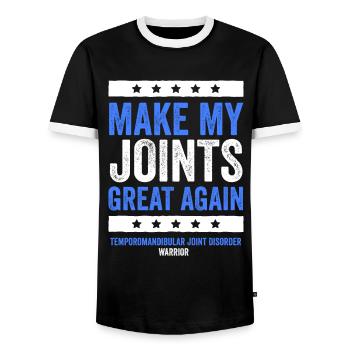 TMJ Revitalization: Fighting Spirit - Men's Ringer Shirt - black/white - Front - AI Model Female 172 light (172cm) & AI Model Male 178 light (178cm)