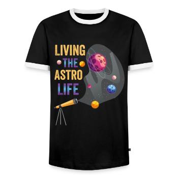 The Astro Life Life - Men's Ringer Shirt - black/white - Front - AI Model Female 172 light (172cm) & AI Model Male 178 light (178cm)