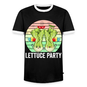 Lettuce Party Lustige Gemüsefreunde - Männer Kontrast-T-Shirt - Schwarz/Weiß - Vorne - AI Model Female 172 light (172cm) & AI Model Male 178 light (178cm)