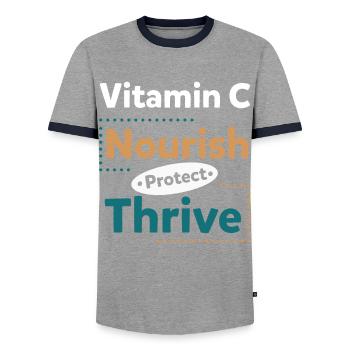 Vitamin C Nourish Protect Thrive - Men's Ringer Shirt - grey/navy  - Front - AI Model Female 172 light (172cm) & AI Model Male 178 light (178cm)