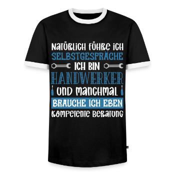 Bien sûr je me parle à moi-même, je suis un bricoleur - T-shirt contrasté Homme - noir/blanc - Devant - AI Model Female 172 light (172cm) & AI Model Male 178 light (178cm)