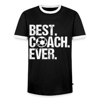 Best Coach Ever Fussballtrainer - Männer Kontrast-T-Shirt - Schwarz/Weiß - Vorne - AI Model Female 172 light (172cm) & AI Model Male 178 light (178cm)