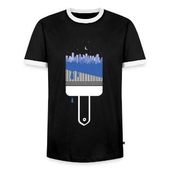 Pinceau ville nuit couleur - T-shirt contrasté Homme - noir/blanc - Devant - AI Model Female 172 light (172cm) & AI Model Male 178 light (178cm)