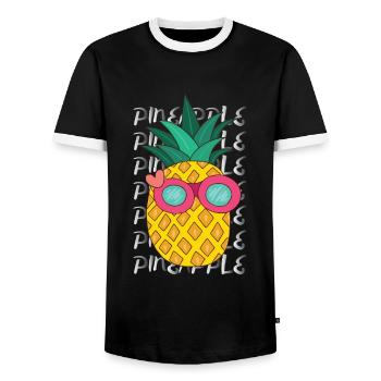 Pineapple Sunglasses - Men's Ringer Shirt - black/white - Front - AI Model Female 172 light (172cm) & AI Model Male 178 light (178cm)