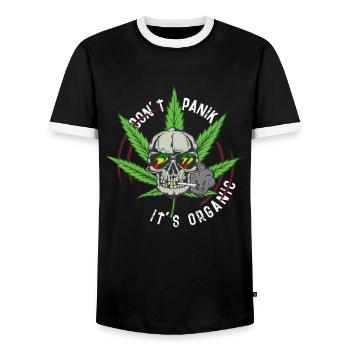 Cannabis Weed Skull Kiffer I Joint Cannabis Leaf - Men's Ringer Shirt - black/white - Front - AI Model Female 172 light (172cm) & AI Model Male 178 light (178cm)
