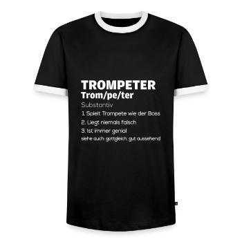 Trompete & Trompeter Musiker Band Chor Geschenk - Männer Kontrast-T-Shirt - Schwarz/Weiß - Vorne - AI Model Female 172 light (172cm) & AI Model Male 178 light (178cm)