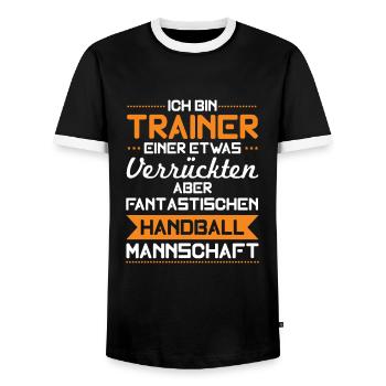 Handball Trainer Coach Handballer Sport Geschenk - Männer Kontrast-T-Shirt - Schwarz/Weiß - Vorne - AI Model Female 172 light (172cm) & AI Model Male 178 light (178cm)