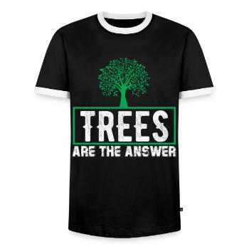Trees Are The Answer! Nature protection design - Men's Ringer Shirt - black/white - Front - AI Model Female 172 light (172cm) & AI Model Male 178 light (178cm)