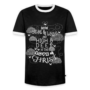 Glaube & Christliche Kleidung - Männer Kontrast-T-Shirt - Schwarz/Weiß - Vorne - AI Model Female 172 light (172cm) & AI Model Male 178 light (178cm)