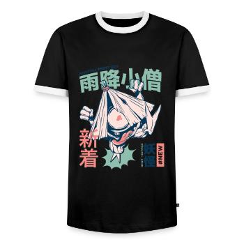Manga - T-shirt contrasté Homme - noir/blanc - Devant - AI Model Female 172 light (172cm) & AI Model Male 178 light (178cm)