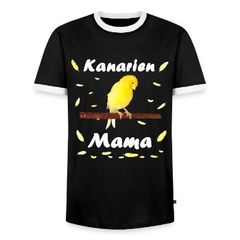 gelber Kanarienvogel Mama Vogel mit Federn - Männer Kontrast-T-Shirt - Schwarz/Weiß - Vorne - AI Model Female 172 light (172cm) & AI Model Male 178 light (178cm)