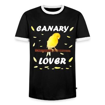 canari jaune oiseau de l’oiseau canari avec des plumes - T-shirt contrasté Homme - noir/blanc - Devant - AI Model Female 172 light (172cm) & AI Model Male 178 light (178cm)