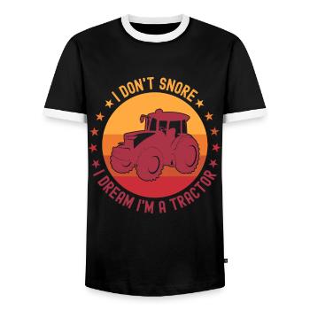 Ich schnarche nicht, ich träume, dass ich ein Traktor bin - Männer Kontrast-T-Shirt - Schwarz/Weiß - Vorne - AI Model Female 172 light (172cm) & AI Model Male 178 light (178cm)