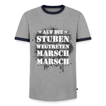 auf die Stuben marsch marsch AGA BW Ausbilder - Männer Kontrast-T-Shirt - Grau/Navy  - Vorne - AI Model Female 172 light (172cm) & AI Model Male 178 light (178cm)
