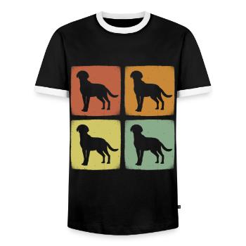 Vintage Pet Labrador Retriever Dog Retro Animal - Men's Ringer Shirt - black/white - Front - AI Model Female 172 light (172cm) & AI Model Male 178 light (178cm)