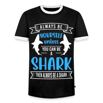 Weißer Hai Meer Segeln Tier - Männer Kontrast-T-Shirt - Schwarz/Weiß - Vorne - AI Model Female 172 light (172cm) & AI Model Male 178 light (178cm)