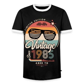 Vintage since 1985 - T-shirt contrasté Homme - noir/blanc - Devant - AI Model Female 172 light (172cm) & AI Model Male 178 light (178cm)