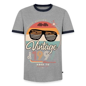 Jahrgang seit 1997 - Männer Kontrast-T-Shirt - Grau/Navy  - Vorne - AI Model Female 172 light (172cm) & AI Model Male 178 light (178cm)