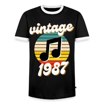 né millésime année 1987 idée cadeau années 80 - T-shirt contrasté Homme - noir/blanc - Devant - AI Model Female 172 light (172cm) & AI Model Male 178 light (178cm)