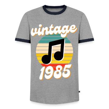 né millésime année 1985 idée cadeau années 80 - T-shirt contrasté Homme - gris/marine  - Devant - AI Model Female 172 light (172cm) & AI Model Male 178 light (178cm)