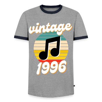 born vintage year 1996 gift idea 90s - Men's Ringer Shirt - grey/navy  - Front - AI Model Female 172 light (172cm) & AI Model Male 178 light (178cm)