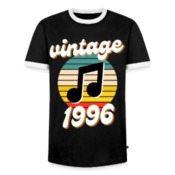 né millésime année 1996 idée cadeau années 90 - T-shirt contrasté Homme - noir/blanc - Devant - AI Model Female 172 light (172cm) & AI Model Male 178 light (178cm)
