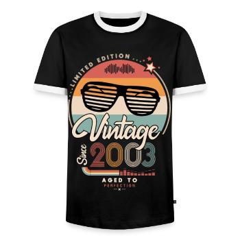 Vintage since 2003 - T-shirt contrasté Homme - noir/blanc - Devant - AI Model Female 172 light (172cm) & AI Model Male 178 light (178cm)