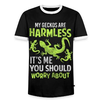 Reptiles, Tropics, Terrariums, Terraristics - Men's Ringer Shirt - black/white - Front - AI Model Female 172 light (172cm) & AI Model Male 178 light (178cm)