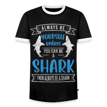 Peur de la mer de requin - T-shirt contrasté Homme - noir/blanc - Devant - AI Model Female 172 light (172cm) & AI Model Male 178 light (178cm)