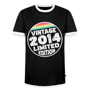Vintage 2014 Geburtstag Geschenk Kinderparty - Männer Kontrast-T-Shirt - Schwarz/Weiß - Vorne - AI Model Female 172 light (172cm) & AI Model Male 178 light (178cm)