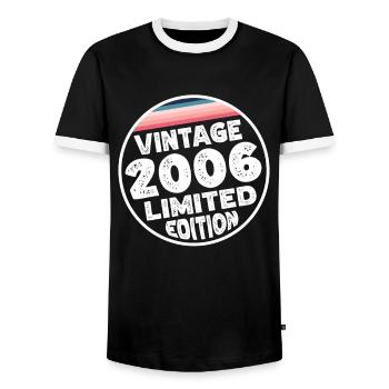Vintage 2006 Birthday Gift Birthday Party - Men's Ringer Shirt - black/white - Front - AI Model Female 172 light (172cm) & AI Model Male 178 light (178cm)