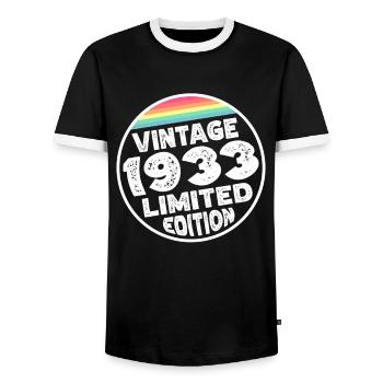 Édition limitée depuis 1933 Cadeau d’anniversaire - T-shirt contrasté Homme - noir/blanc - Devant - AI Model Female 172 light (172cm) & AI Model Male 178 light (178cm)