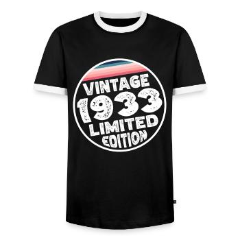 Édition limitée depuis 1933 Cadeau d’anniversaire - T-shirt contrasté Homme - noir/blanc - Devant - AI Model Female 172 light (172cm) & AI Model Male 178 light (178cm)
