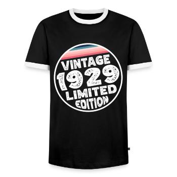 Édition limitée depuis 1929 Cadeau d’anniversaire - T-shirt contrasté Homme - noir/blanc - Devant - AI Model Female 172 light (172cm) & AI Model Male 178 light (178cm)