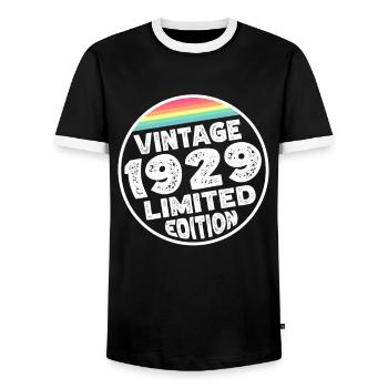 Édition limitée depuis 1929 Cadeau d’anniversaire - T-shirt contrasté Homme - noir/blanc - Devant - AI Model Female 172 light (172cm) & AI Model Male 178 light (178cm)