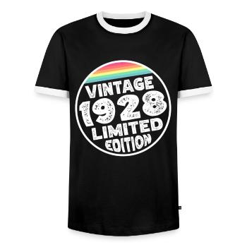 Édition limitée depuis 1928 Cadeau d’anniversaire - T-shirt contrasté Homme - noir/blanc - Devant - AI Model Female 172 light (172cm) & AI Model Male 178 light (178cm)