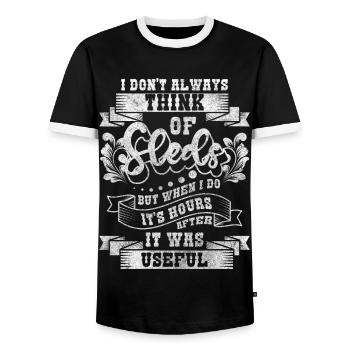 Luge Neige Vacances d’hiver - T-shirt contrasté Homme - noir/blanc - Devant - AI Model Female 172 light (172cm) & AI Model Male 178 light (178cm)