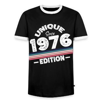 Unique depuis 1976 Edition Anniversaire Millésime 1976 - T-shirt contrasté Homme - noir/blanc - Devant - AI Model Female 172 light (172cm) & AI Model Male 178 light (178cm)
