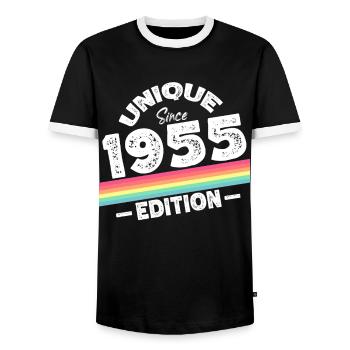 Unique depuis 1955 Edition Anniversaire Millésime 1955 - T-shirt contrasté Homme - noir/blanc - Devant - AI Model Female 172 light (172cm) & AI Model Male 178 light (178cm)