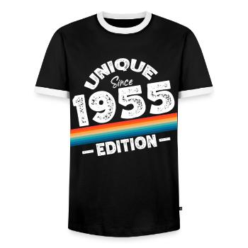 Unique depuis 1955 Edition Anniversaire Millésime 1955 - T-shirt contrasté Homme - noir/blanc - Devant - AI Model Female 172 light (172cm) & AI Model Male 178 light (178cm)