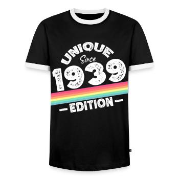 Unique depuis 1939 Edition Anniversaire Vintage 1939 - T-shirt contrasté Homme - noir/blanc - Devant - AI Model Female 172 light (172cm) & AI Model Male 178 light (178cm)