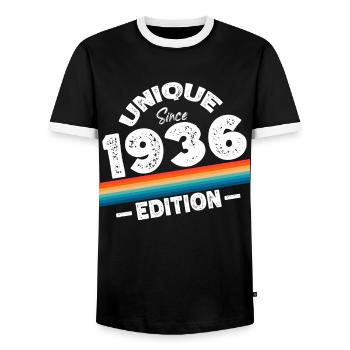 Unique depuis 1936 Edition Anniversaire Millésime 1936 - T-shirt contrasté Homme - noir/blanc - Devant - AI Model Female 172 light (172cm) & AI Model Male 178 light (178cm)