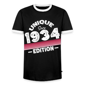 Unique depuis 1934 Edition Anniversaire Millésime 1934 - T-shirt contrasté Homme - noir/blanc - Devant - AI Model Female 172 light (172cm) & AI Model Male 178 light (178cm)