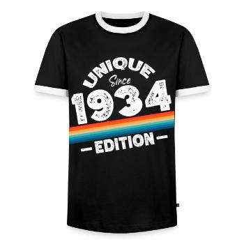 Unique depuis 1934 Edition Anniversaire Millésime 1934 - T-shirt contrasté Homme - noir/blanc - Devant - AI Model Female 172 light (172cm) & AI Model Male 178 light (178cm)