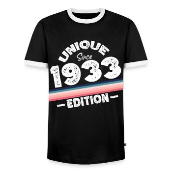 Unique depuis 1933 Edition Anniversaire Millésime 1933 - T-shirt contrasté Homme - noir/blanc - Devant - AI Model Female 172 light (172cm) & AI Model Male 178 light (178cm)