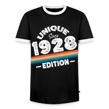 Unique depuis 1928 Edition Anniversaire Millésime 1928 - T-shirt contrasté Homme - noir/blanc - Devant - AI Model Female 172 light (172cm) & AI Model Male 178 light (178cm)